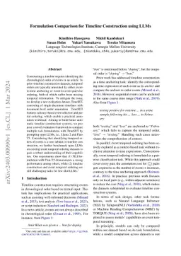 Formulation Comparison for Timeline Construction using LLMs