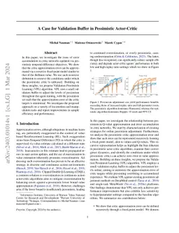 A Case for Validation Buffer in Pessimistic Actor-Critic
