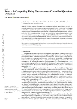 Reservoir Computing Using Measurement-Controlled Quantum Dynamics