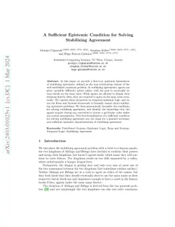 A Sufficient Epistemic Condition for Solving Stabilizing Agreement