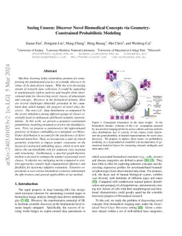 Seeing Unseen: Discover Novel Biomedical Concepts via
  Geometry-Constrained Probabilistic Modeling
