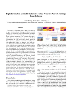 Depth Information Assisted Collaborative Mutual Promotion Network for
  Single Image Dehazing