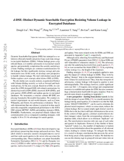 d-DSE: Distinct Dynamic Searchable Encryption Resisting Volume Leakage
  in Encrypted Databases