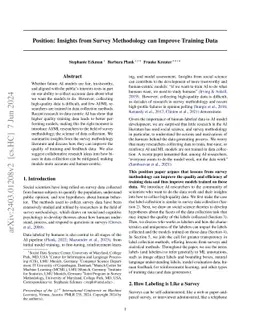 Position: Insights from Survey Methodology can Improve Training Data