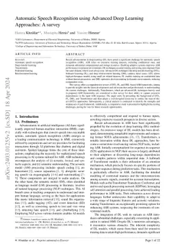 Automatic Speech Recognition using Advanced Deep Learning Approaches: A
  survey