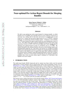 Near-optimal Per-Action Regret Bounds for Sleeping Bandits