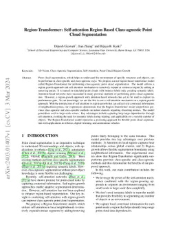 Region-Transformer: Self-Attention Region Based Class-Agnostic Point
  Cloud Segmentation