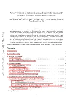Greedy selection of optimal location of sensors for uncertainty
  reduction in seismic moment tensor inversion