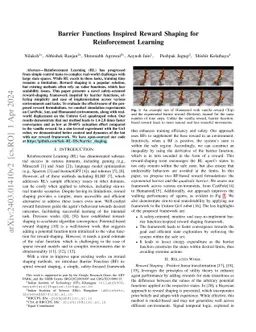 Barrier Functions Inspired Reward Shaping for Reinforcement Learning