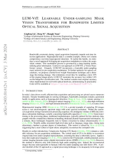 LUM-ViT: Learnable Under-sampling Mask Vision Transformer for Bandwidth
  Limited Optical Signal Acquisition