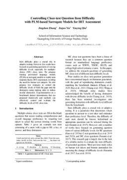 Controlling Cloze-test Question Item Difficulty with PLM-based Surrogate
  Models for IRT Assessment