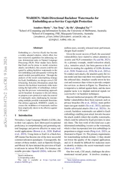 WARDEN: Multi-Directional Backdoor Watermarks for Embedding-as-a-Service
  Copyright Protection