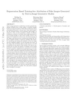 Regeneration Based Training-free Attribution of Fake Images Generated by Text-to-Image Generative Models