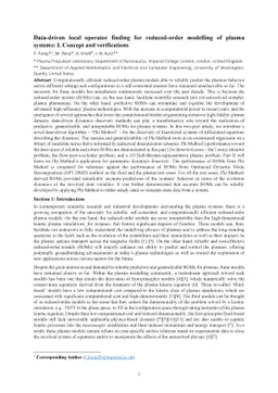 Data-driven local operator finding for reduced-order modelling of plasma
  systems: I. Concept and verifications