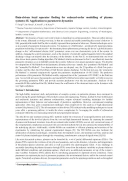 Data-driven local operator finding for reduced-order modelling of plasma
  systems: II. Application to parametric dynamics