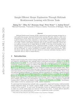 Sample Efficient Myopic Exploration Through Multitask Reinforcement
  Learning with Diverse Tasks