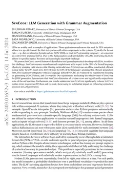 SynCode: LLM Generation with Grammar Augmentation