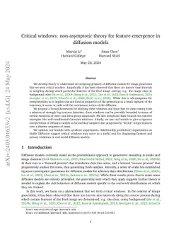 Critical windows: non-asymptotic theory for feature emergence in
  diffusion models