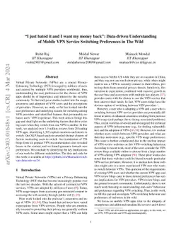 "I just hated it and I want my money back": Data-driven Understanding of
  Mobile VPN Service Switching Preferences in The Wild