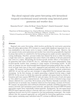 Day-ahead regional solar power forecasting with hierarchical temporal
  convolutional neural networks using historical power generation and weather
  data