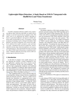 Lightweight Object Detection: A Study Based on YOLOv7 Integrated with
  ShuffleNetv2 and Vision Transformer