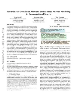 Towards Self-Contained Answers: Entity-Based Answer Rewriting in
  Conversational Search