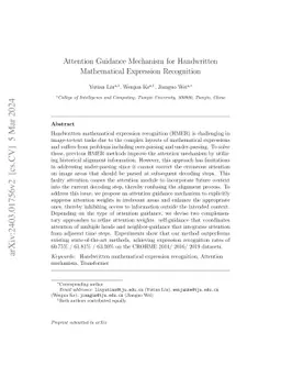 Attention Guidance Mechanism for Handwritten Mathematical Expression
  Recognition