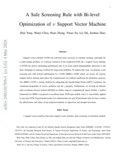 A Safe Screening Rule with Bi-level Optimization of $ν$ Support Vector
  Machine