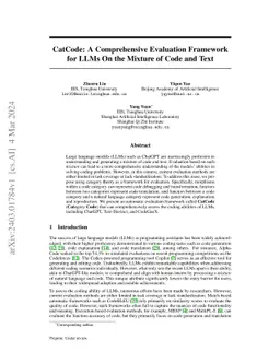 CatCode: A Comprehensive Evaluation Framework for LLMs On the Mixture of
  Code and Text