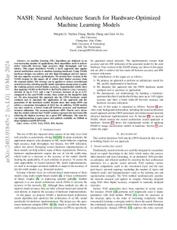 NASH: Neural Architecture Search for Hardware-Optimized Machine Learning
  Models