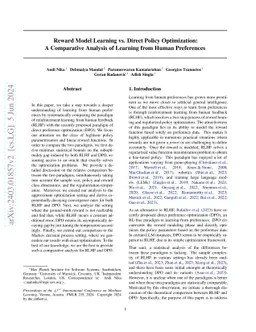 Reward Model Learning vs. Direct Policy Optimization: A Comparative
  Analysis of Learning from Human Preferences