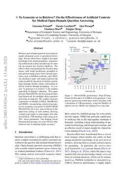 To Generate or to Retrieve? On the Effectiveness of Artificial Contexts
  for Medical Open-Domain Question Answering