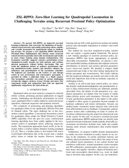 ZSL-RPPO: Zero-Shot Learning for Quadrupedal Locomotion in Challenging
  Terrains using Recurrent Proximal Policy Optimization