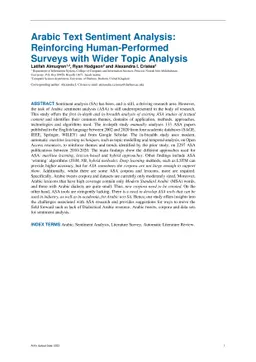 Arabic Text Sentiment Analysis: Reinforcing Human-Performed Surveys with
  Wider Topic Analysis