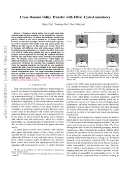 Cross Domain Policy Transfer with Effect Cycle-Consistency