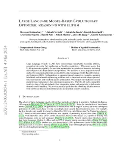 Large Language Model-Based Evolutionary Optimizer: Reasoning with
  elitism