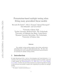 Permutation-based multiple testing when fitting many generalized linear
  models
