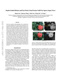 Depth-Guided Robust and Fast Point Cloud Fusion NeRF for Sparse Input
  Views