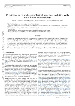 Predicting large scale cosmological structure evolution with generative adversarial network-based autoencoders