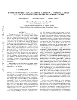 Domain adaptation, Explainability & Fairness in AI for Medical Image
  Analysis: Diagnosis of COVID-19 based on 3-D Chest CT-scans