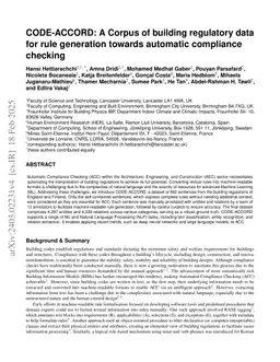 CODE-ACCORD: A Corpus of building regulatory data for rule generation towards automatic compliance checking