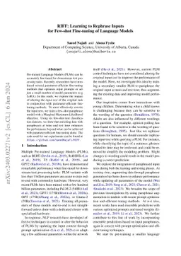 RIFF: Learning to Rephrase Inputs for Few-shot Fine-tuning of Language
  Models