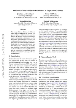 Detection of Non-recorded Word Senses in English and Swedish