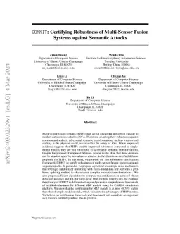 COMMIT: Certifying Robustness of Multi-Sensor Fusion Systems against
  Semantic Attacks