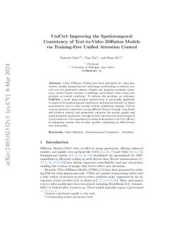 UniCtrl: Improving the Spatiotemporal Consistency of Text-to-Video
  Diffusion Models via Training-Free Unified Attention Control