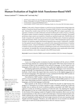 Human Evaluation of English--Irish Transformer-Based NMT