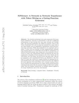 NiNformer: A Network in Network Transformer with Token Mixing Generated
  Gating Function