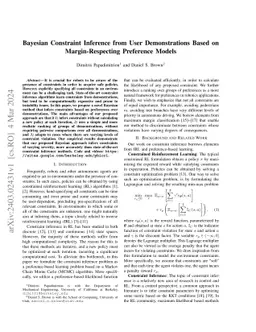 Bayesian Constraint Inference from User Demonstrations Based on
  Margin-Respecting Preference Models