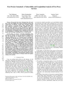 Free Proxies Unmasked: A Vulnerability and Longitudinal Analysis of Free
  Proxy Services