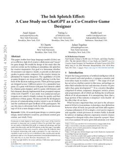 The Ink Splotch Effect: A Case Study on ChatGPT as a Co-Creative Game
  Designer